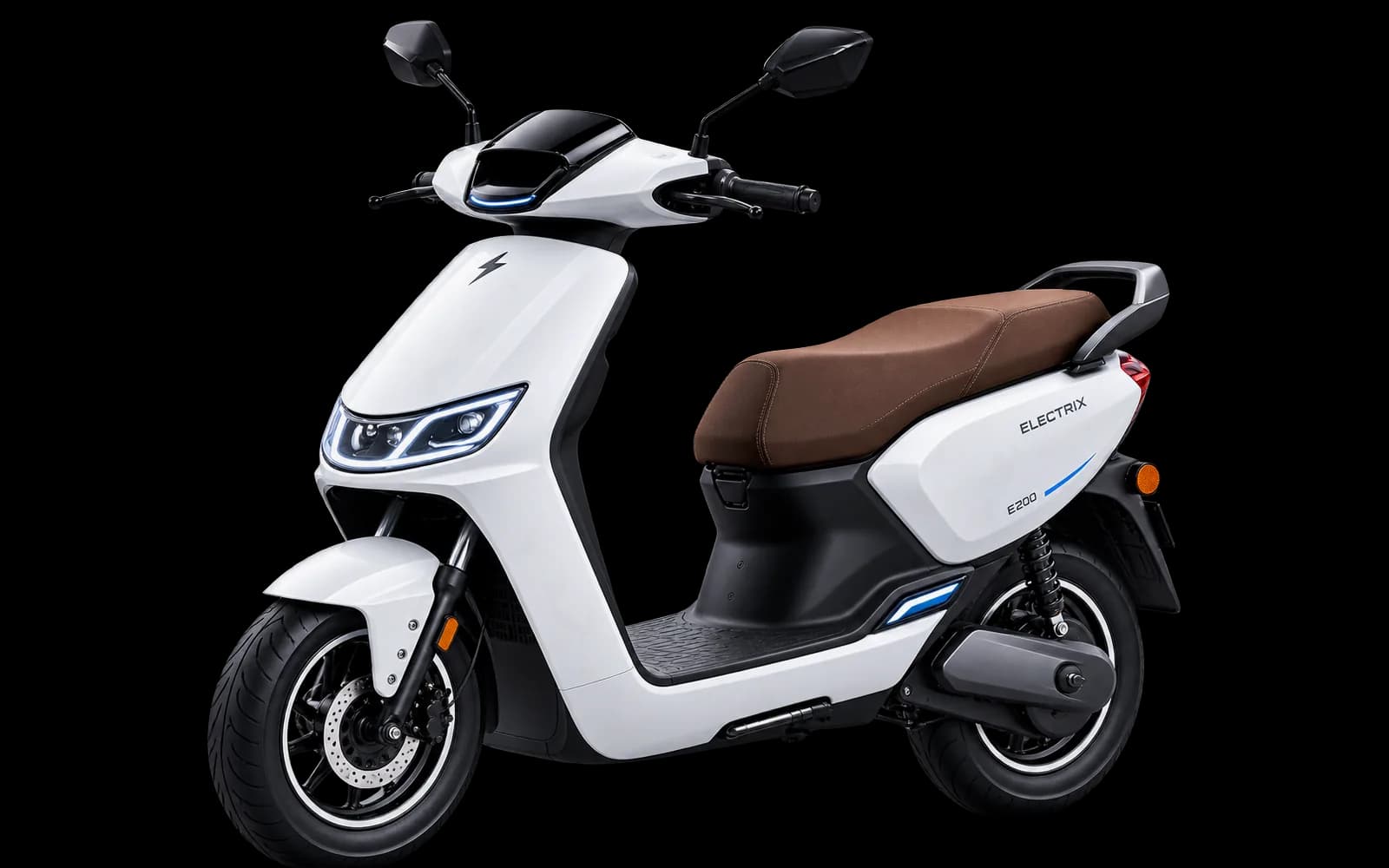 Electric scooter, front three-quarter view